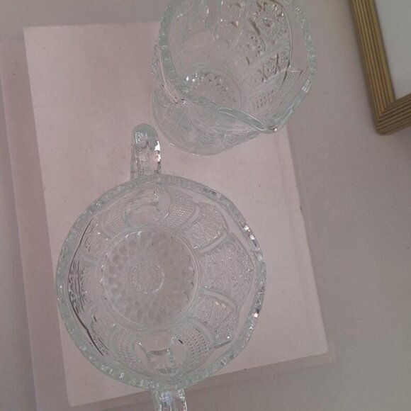 Vintage Glass Sugar Bowl and Creamer Set: Imperial Style crystal look - Picture 5 of 5
